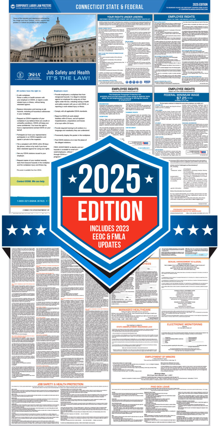 Connecticut & Federal Labor Law Poster 2025