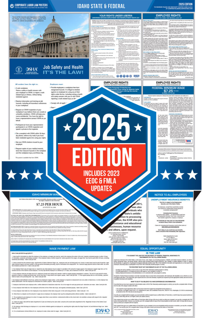 Idaho & Federal Labor Law Poster 2025