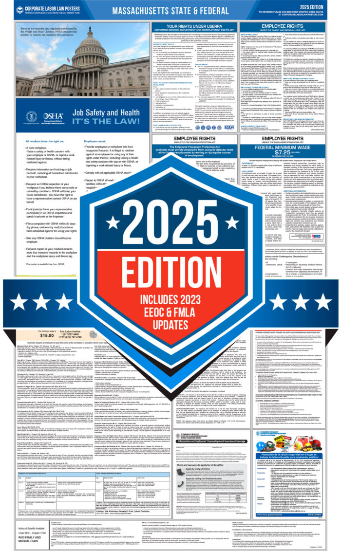 Massachusetts & Federal Labor Law Poster 2025