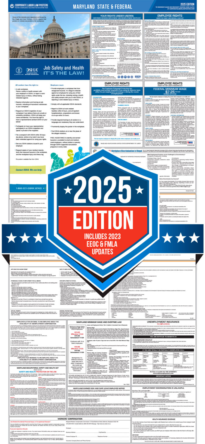 Maryland & Federal Labor Law Poster 2025