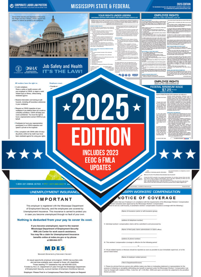 Mississippi & Federal Labor Law Poster 2025