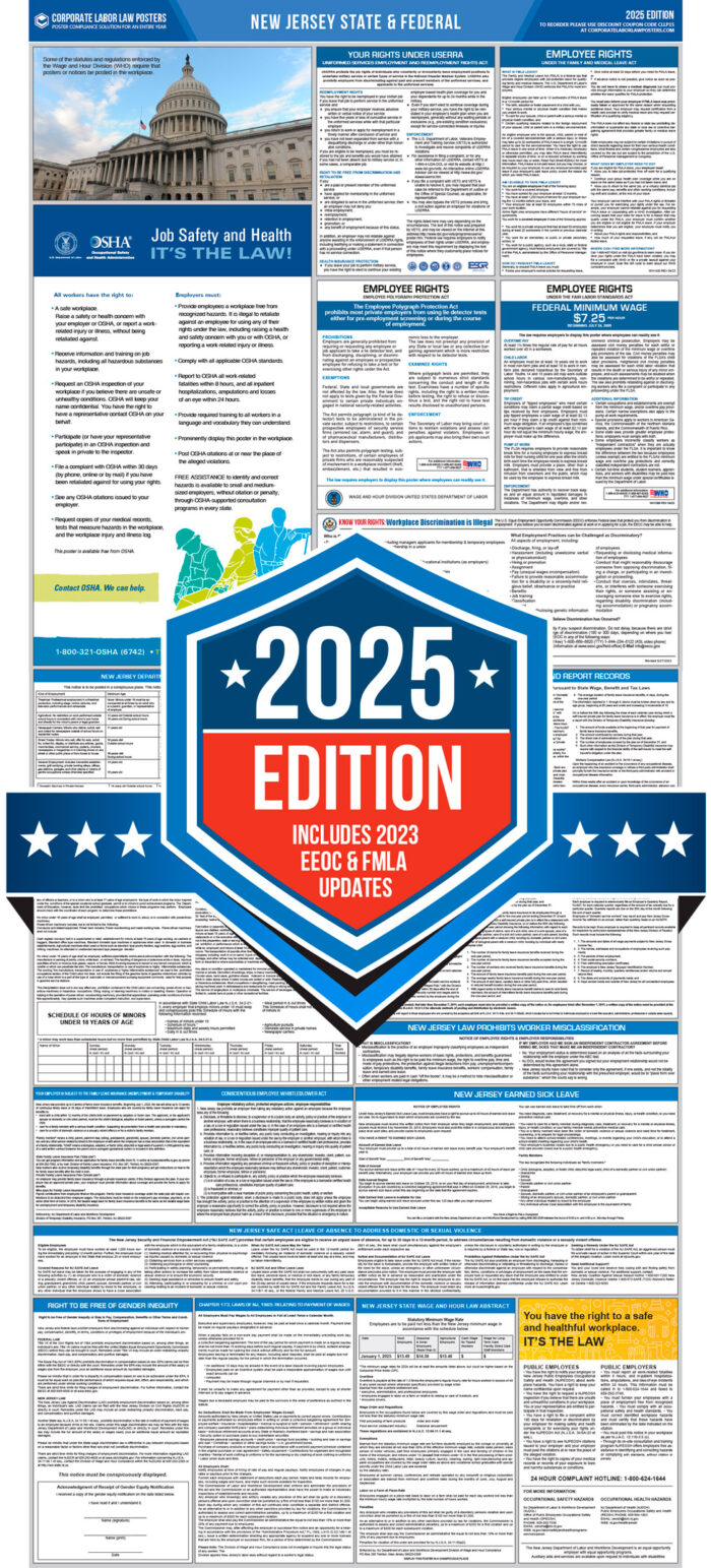 New Jersey & Federal Labor Law Poster 2025