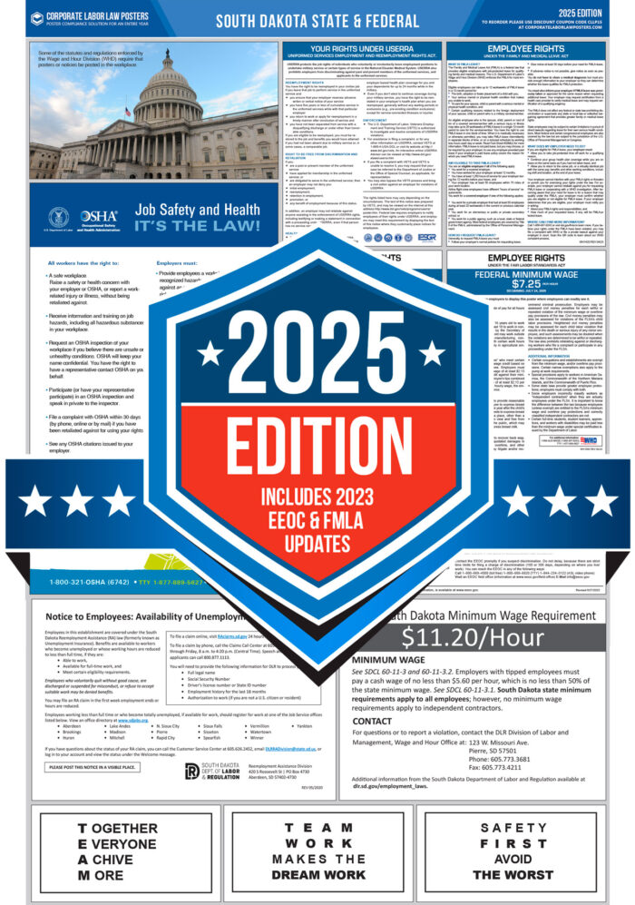 South Dakota & Federal Labor Law Poster 2025