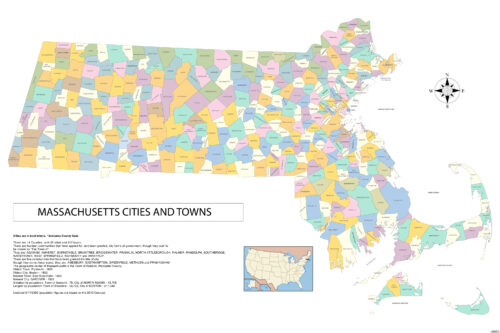 Map of Massachusetts Cities, Towns and County Seats